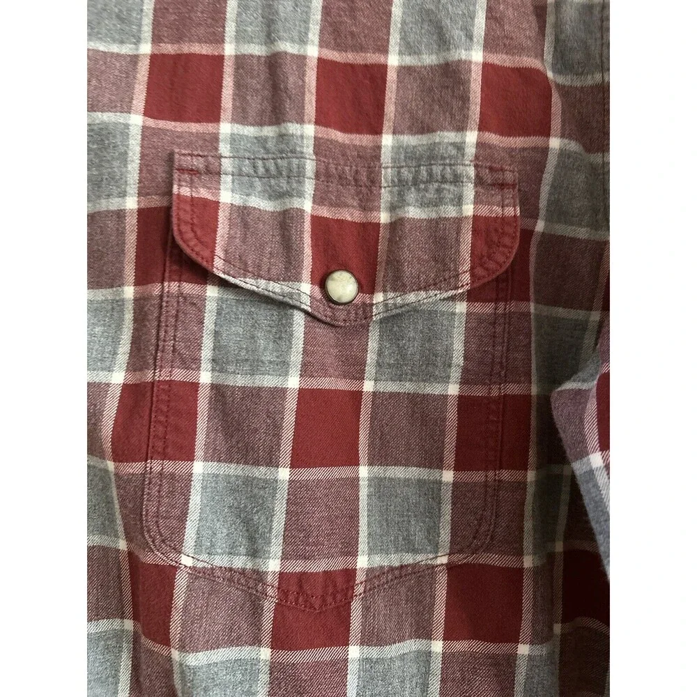 Lucky Brand Light Flannel Shirt Mens Large Plaid Button Up Pockets Pearl… - Picture 3 of 8